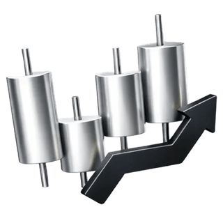 3D-icoon van een candlestick-handelsgrafiek op de over-ons-pagina van Troefbaat